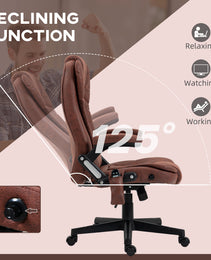 6 Point Vibrating Massage Office Chair with Heat, Microfiber High Back Executive Office Chair with Reclining Backrest, Padded Armrests and Remote, Red