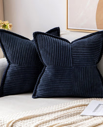 Corduroy Pillow Covers Super Soft Boho Striped Pillow Covers Broadside Decorative Textured Christmas Throw Pillows For Couch Cushion Livingroom