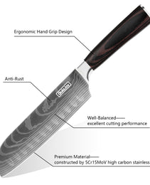 Qulajoy 7-Inch Santoku Knife – High Carbon Stainless Steel Chef Knife with Pakkawood Handle (Japanese Style)