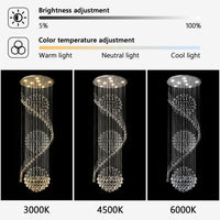 D24'' X H78'' Crystal Chandelier for Entryway High Ceiling Chandeliers Glam Chandelier Modern Large Raindrop Chandeliers LED Dimmable Light Fixtures for Staircaes Foyer Living Room