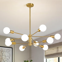 Modern Chandeliers for Dining Room, Black and Gold Chandelier Ceiling Light Fixture 6-Light Sputnik Chandeliers Mid Century Chandeliers for Living Room,Kitchen Island,Bedroom,Foyer
