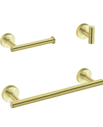 3-Pieces Bathroom Hardware Accessories Set - Towel Bar, Toilet Paper Holder, Robe Towel Hooks