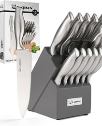 Kitchen Knife Set, 15 Pieces Knife Set With Block, Knives Set For Kitchen, Silver Hollow Ergonomic Handle For Chef Knife Set, Kitchen Shears,Black Knife Block Set