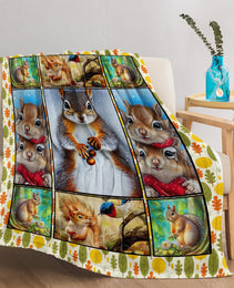 1pc Cute Cartoon Squirrel Printed Blanket, Soft And Skin Friendly Casual Blanket, Cover Blanket, Multi Scene Warm Decorative Blanket, Suitable For All Seasons