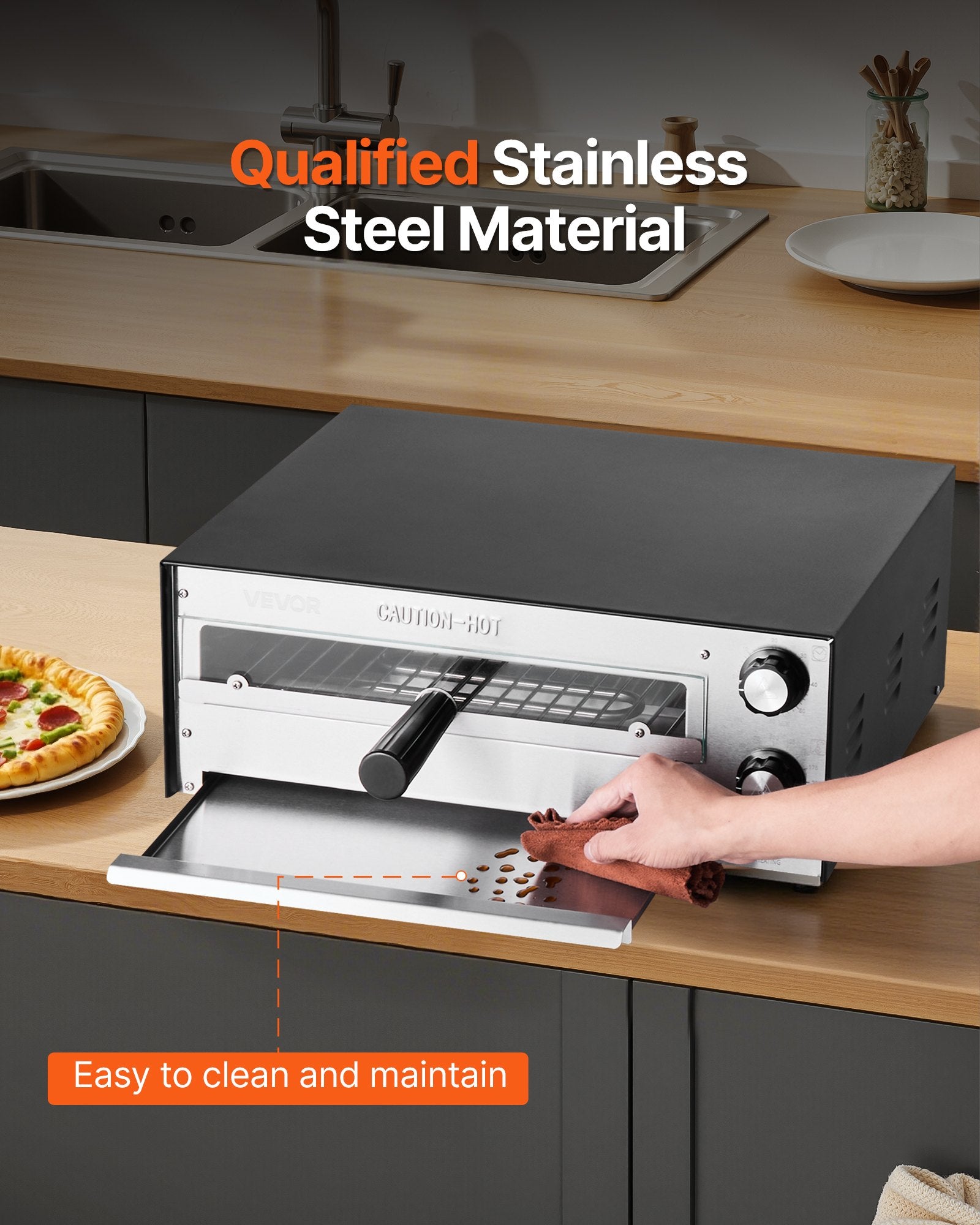 12" Commercial Electric Pizza Oven – 1450W Countertop Baker with Dual Heating & Precision Control