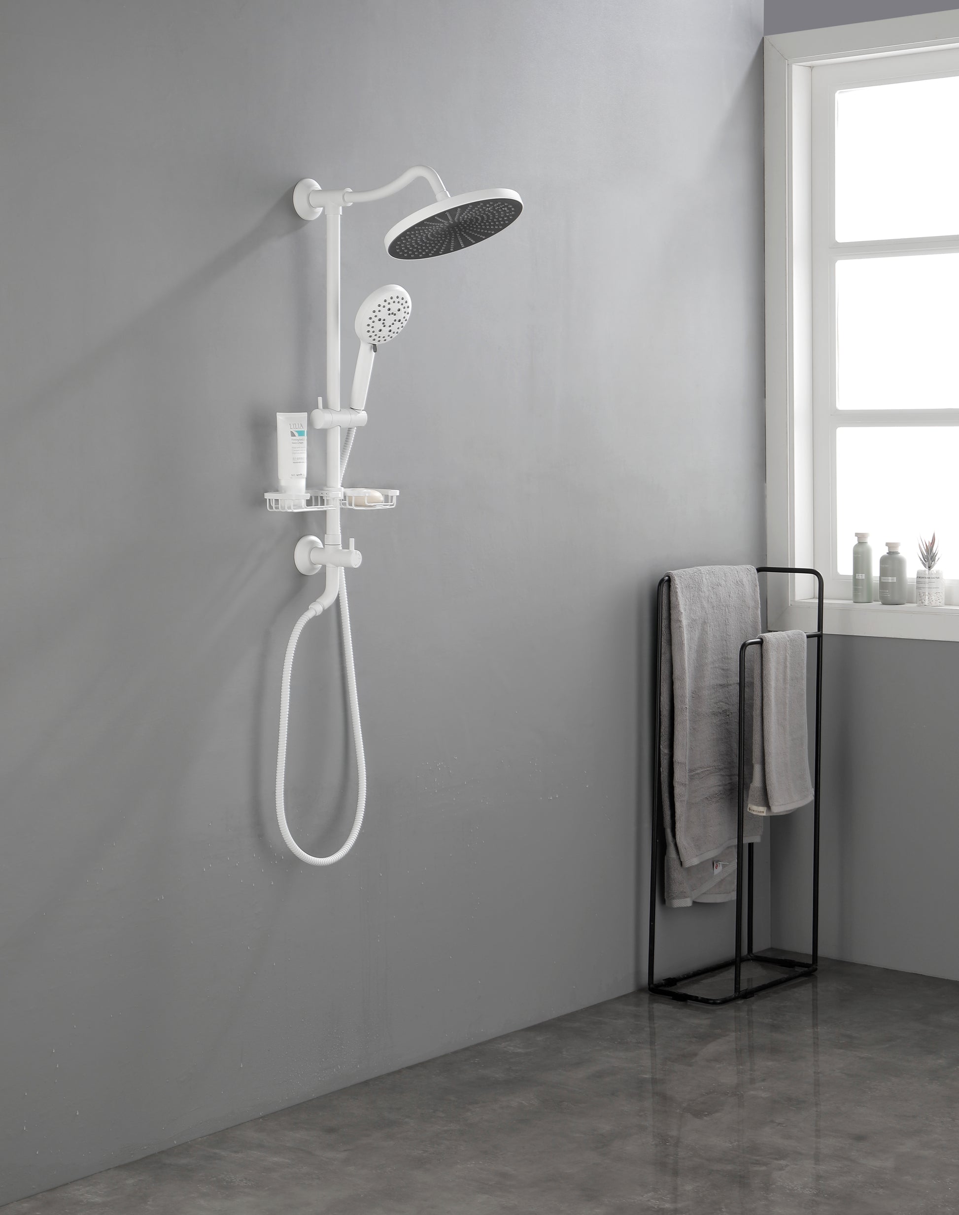 ShowerSpas Shower System, With 10 Rain Showerhead, 4-Function Hand Shower, Adjustable Slide Bar And Soap Dish