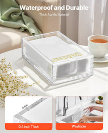 Acrylic Napkin Holder, 9.1 X 5.5 X 2.6 Inch, Clear Bathroom Guest Towel Storage Tray With U-Shaped Opening, Disposable Paper Towel Holder For Bathroom Kitchen Parties Weddings & Various Events