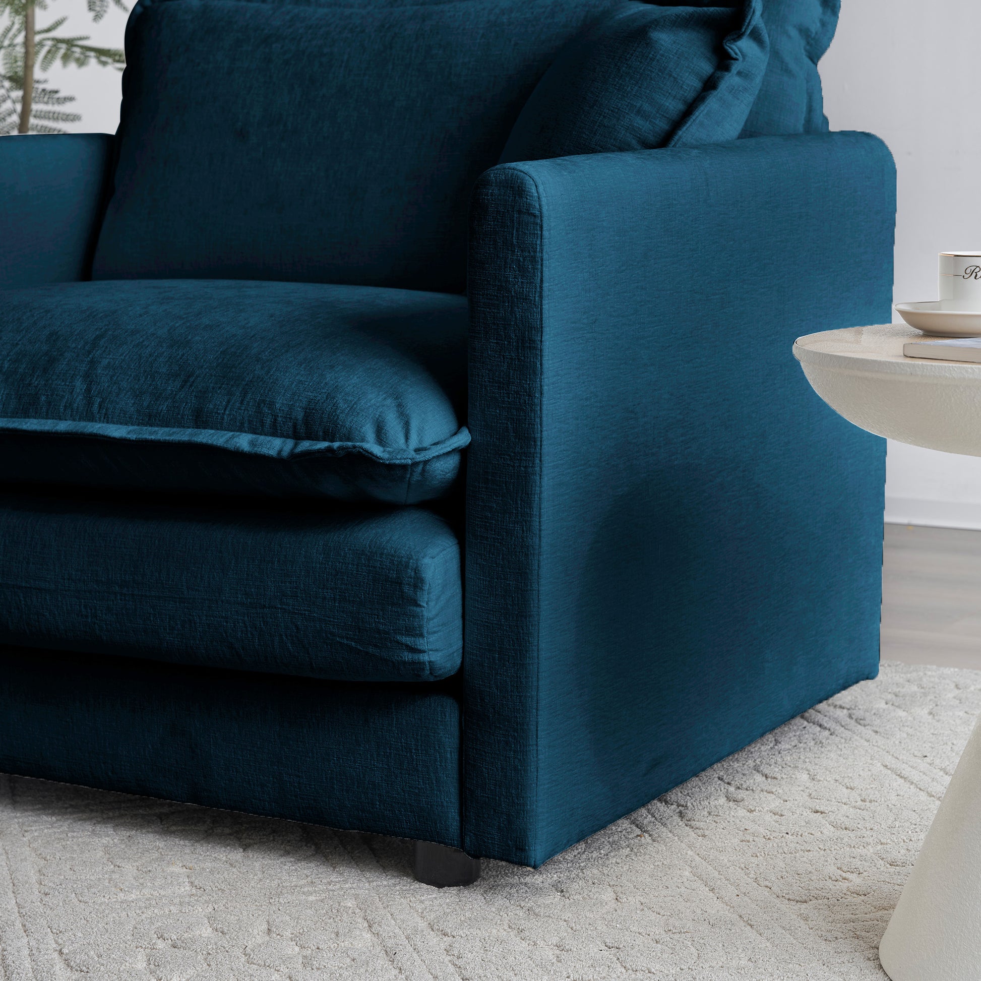 2 Seater Loveseat And Chair Set, 2 Piece Sofa & Chair Set, Loveseat And Accent Chair , 2-Piece Upholstered Chenille Sofa Living Room Couch Furniture1-2 Seat  ,Blue Chenille