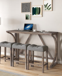 Bar Table Set With Power Outlet, Bar Table And Chairs Set, 4 Piece Dining Table Set, Industrial Breakfast Table Set, For Living Room, Dining Room, Game Room