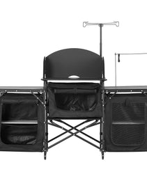 Camping Kitchen Table Portable Outdoor Cook Station Windshield Cupboard Aluminum