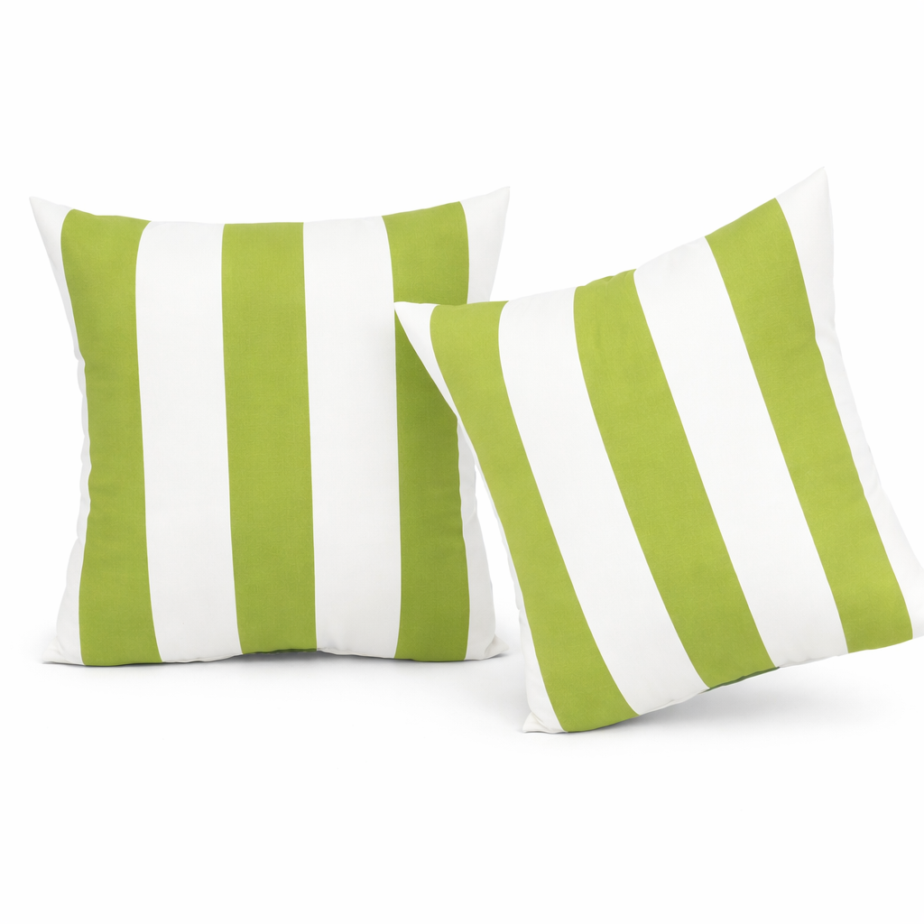2 Pack Outdoor Throw Pillows, Waterproof & Fade-Resistant Patio Cushions For Garden, Porch, Poolside Furniture - Soft & Comfortable Decorative Pillow Covers 18x18 Inch, Green White