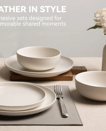 12-Piece Stoneware Dinnerware Sets With Mugs  Microwave  Dishwasher Safe  Non-Toxic Dinner Plates Bowls Set  Stackable Matte Glaze Kitchenware For 3