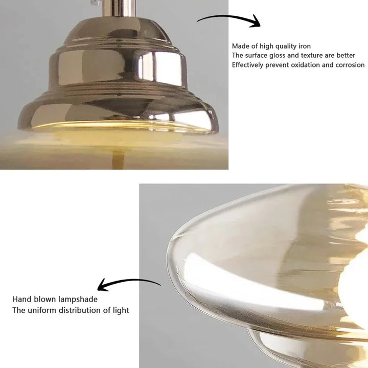 Nordic Minimalist Glass Pendant Light With Single Head Antique Style Cream Hanging Light Study Bar Counter Front Desk Studio