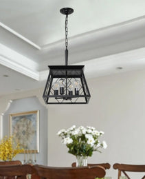 4 Lights Farmhouse Chandelier For Dining Room Black