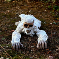 Electric Crawling Crawling Mummy Prop Glowing Red Eyes Realistic Horror Style Mummy Halloween Prop Wrapped Mummy Battery Powered