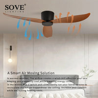 SOVE Ceiling Fan White Low Floor 17cm DC Ceiling Fan With Remote Control Simple Ceiling Fans Without Light 220V