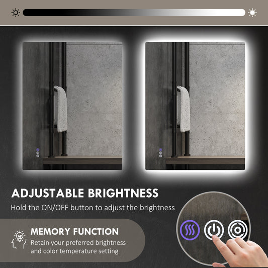 Dimmable Bathroom Mirror With Lights, 39" X 32" Backlit LED Mirror W/ Anti-Fog, Memory & Infinite Color Temperature