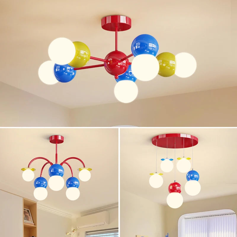 KAGU Bubble Ball Chandelier - Colorful LED Ceiling Light for Kids Room, Nursery & Bedroom, Romantic Warm Baby Lighting Fixtur