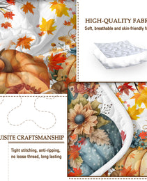Autumn Theme 3 Pcs Quilt Set - Pumpkin Print Bedspread Coverlet