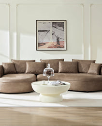 128.74 Inch Modern Sectional Curved Sofa Couch For Living Room,Leathaire Upholstered 5-Seat Sofa Couch, Technology Cloth Couch Set For Apartment Office,Brown