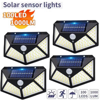 Smart Solar LED Wall Lights 100 LED Motion Sensor Outdoor Waterproof,Solar Charging Security Wall Lamp,Courtyard Garden Fence