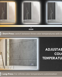 Dimmable Bathroom Mirror with Lights, 37" x 35" Backlit LED Mirror w/ Anti-Fog, Memory & Infinite Color Temperature