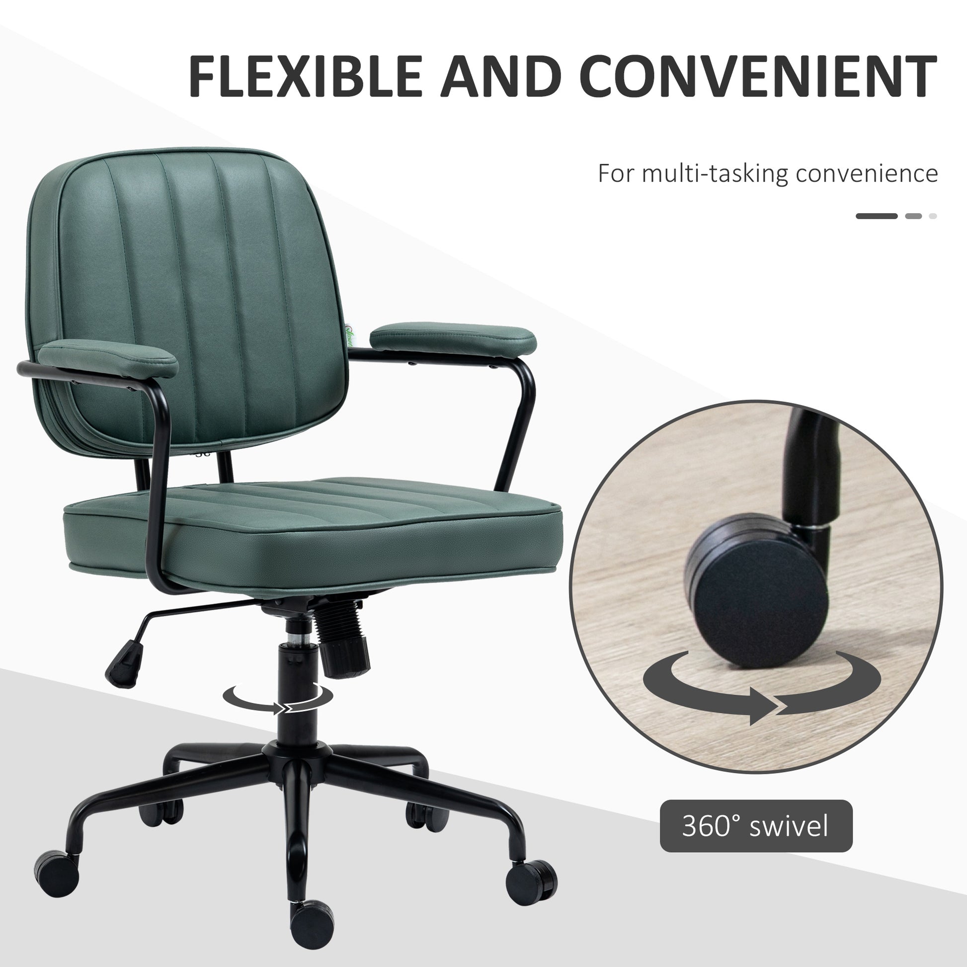 Home Office Chair with Adjustable Height and Tilt, Green