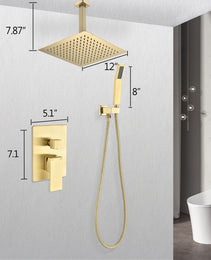 Ceiling Mounted Shower System Combination Set, With Handheld And Shower Head