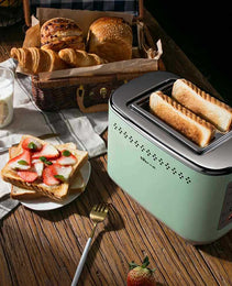 DSL-C02A1 Morning Mist Green Toaster – 730W Retro-Style 2-Slice Breakfast Station