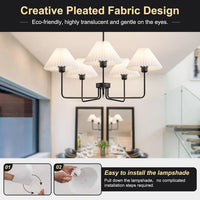 Farmhouse Black Chandelier, 5-Light Fabric Chandelier