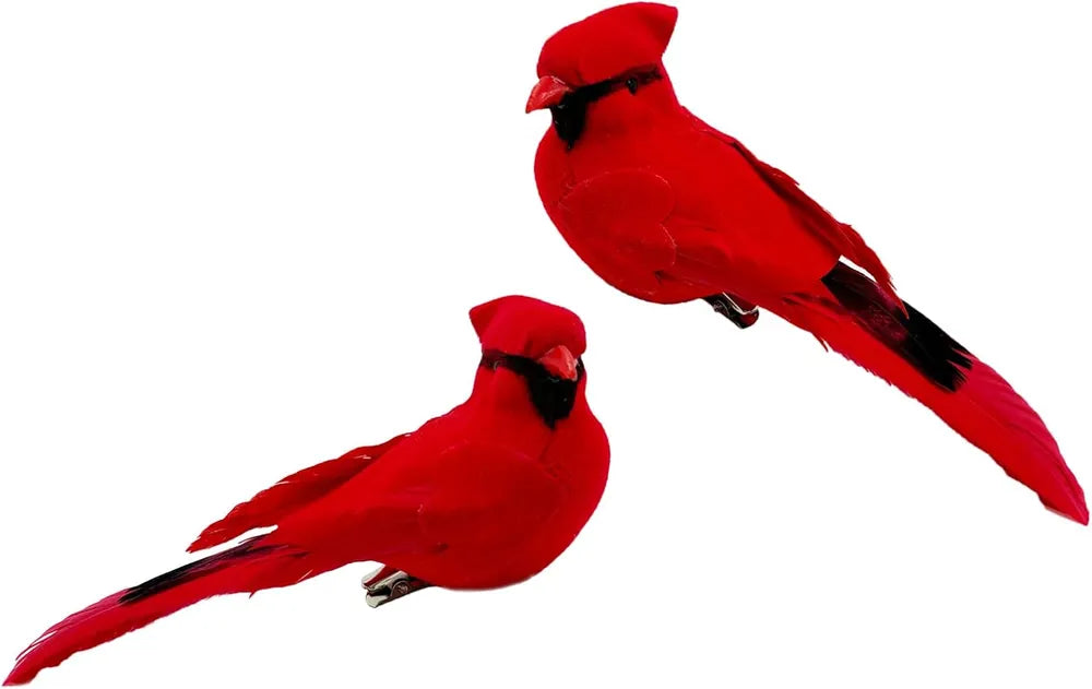2-Pack Red Cardinal Christmas Décor Birds