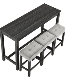 Bar Table Set With Power Outlet, Bar Table And Chairs Set, 4 Piece Dining Table Set, Industrial Breakfast Table Set, For Living Room, Dining Room, Game Room