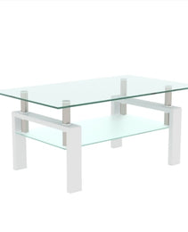 White Coffee Table, Clear Coffee Table, Modern Side Center Tables For Living Room, Living Room Furniture