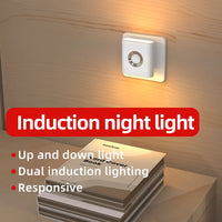 Human Motion Sensor Night Light, Auto On/Off Bedside Cabinet Lamp, Up & Down Glow Ambient Light, Eye-Care LED Bedroom Night Lamp