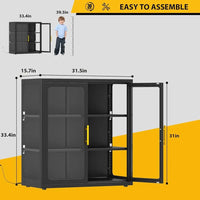 34 Tall Glass Door Display Cabinet with Adjustable Shelves and LED Lights for Living Room