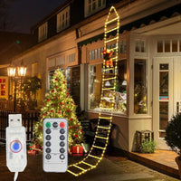 LED Christmas Lights Christmas Decorative Ladder Light String with Santa Claus for Indoor Outdoor Window Garden Xmas Tree Decor