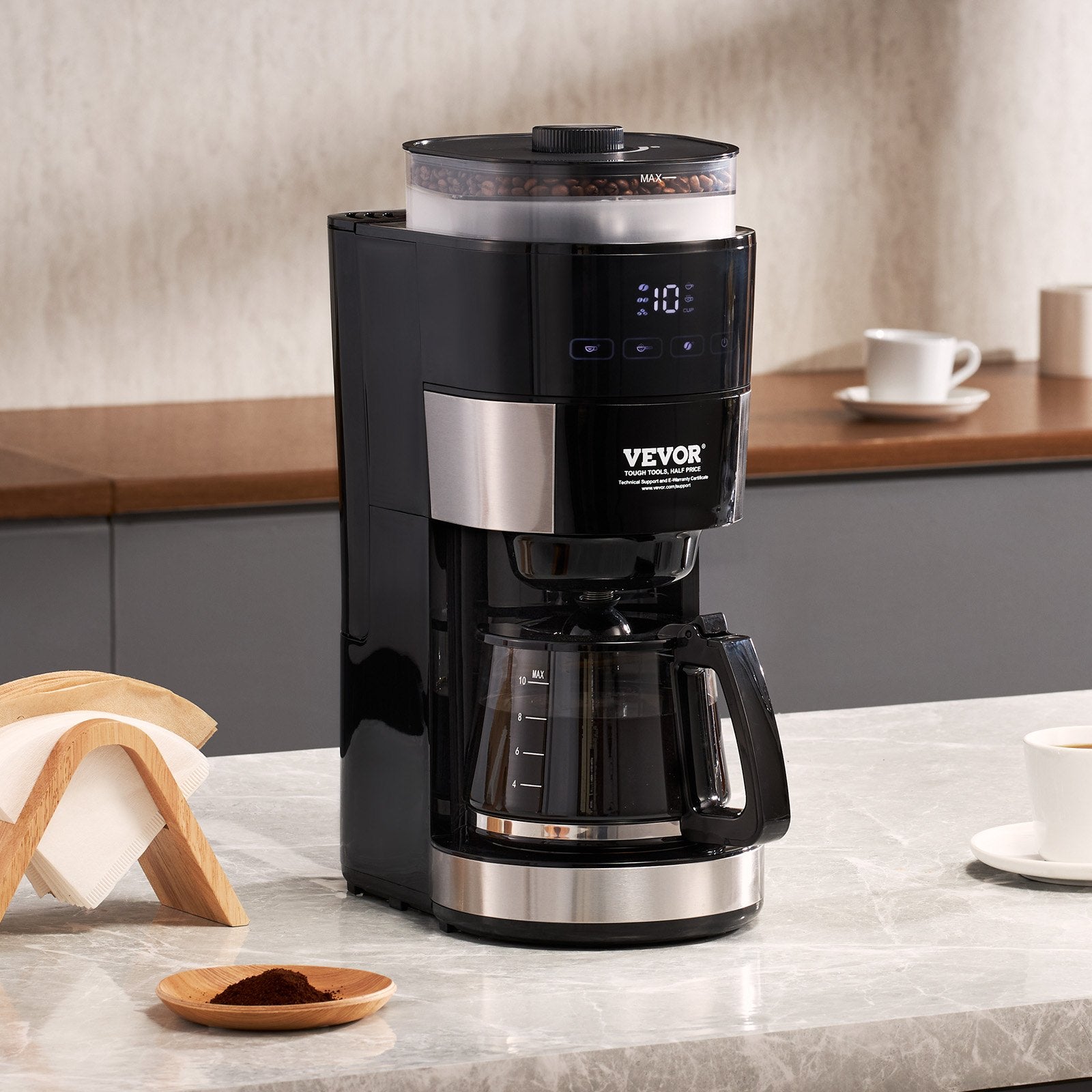 10-Cup Precision Drip Coffee Maker – 3 Brew Strength Modes & 1.5L High-Capacity Glass Carafe