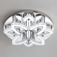 Dia 24" Modern Crystal Chandeliers Silver Chandelier LED Flush Mount Ceiling Light for Living Room Dining Room Bedroom Foyer Entryway LED Dimmable 2700-6000K