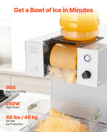 Snowflake Ice Machine, 88LBS/24H Snowflake Ice Maker, Ice-Shaver Machine With Stainless Steel Blade, Electric Snow Cone Maker With 0.48 Gal Tank, 90S Fast Pre-Cooling, For Home & Small Gathering