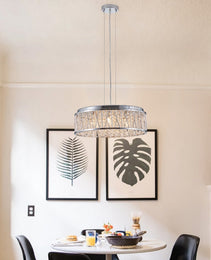 Modern Crystal Chandelier 19 Inches Aluminum Iron Round Ceiling Light Flush Mount Ceiling Light Fixture For Kitchen Island Dinning Bedrooms And Hallway   Bulb Not Included