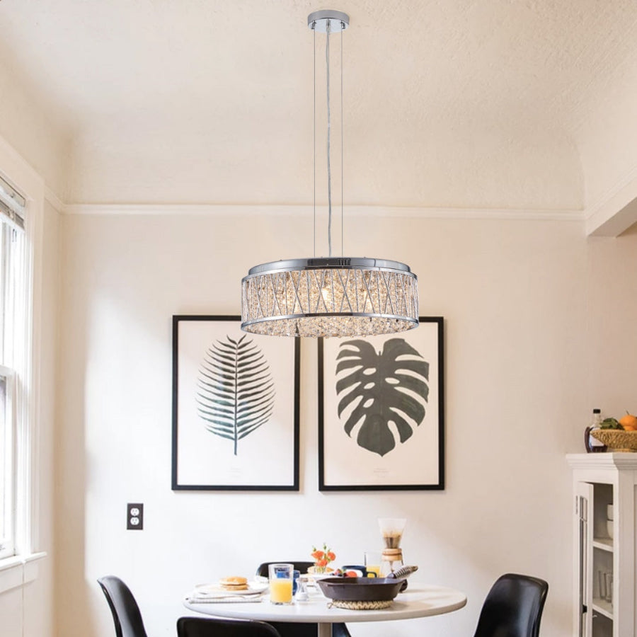 Modern Crystal Chandelier 19 Inches Aluminum Iron Round Ceiling Light Flush Mount Ceiling Light Fixture For Kitchen Island Dinning Bedrooms And Hallway   Bulb Not Included