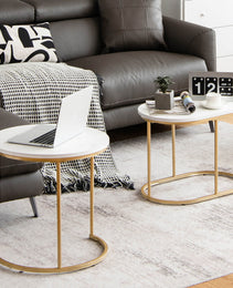 Modern Marble Look Stacking Nesting Coffee Table Set