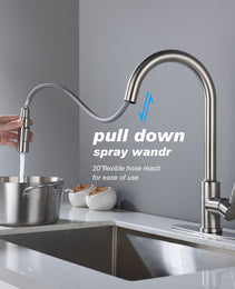 Touch Kitchen Faucet With Pull Down Sprayer Brushed Nickel