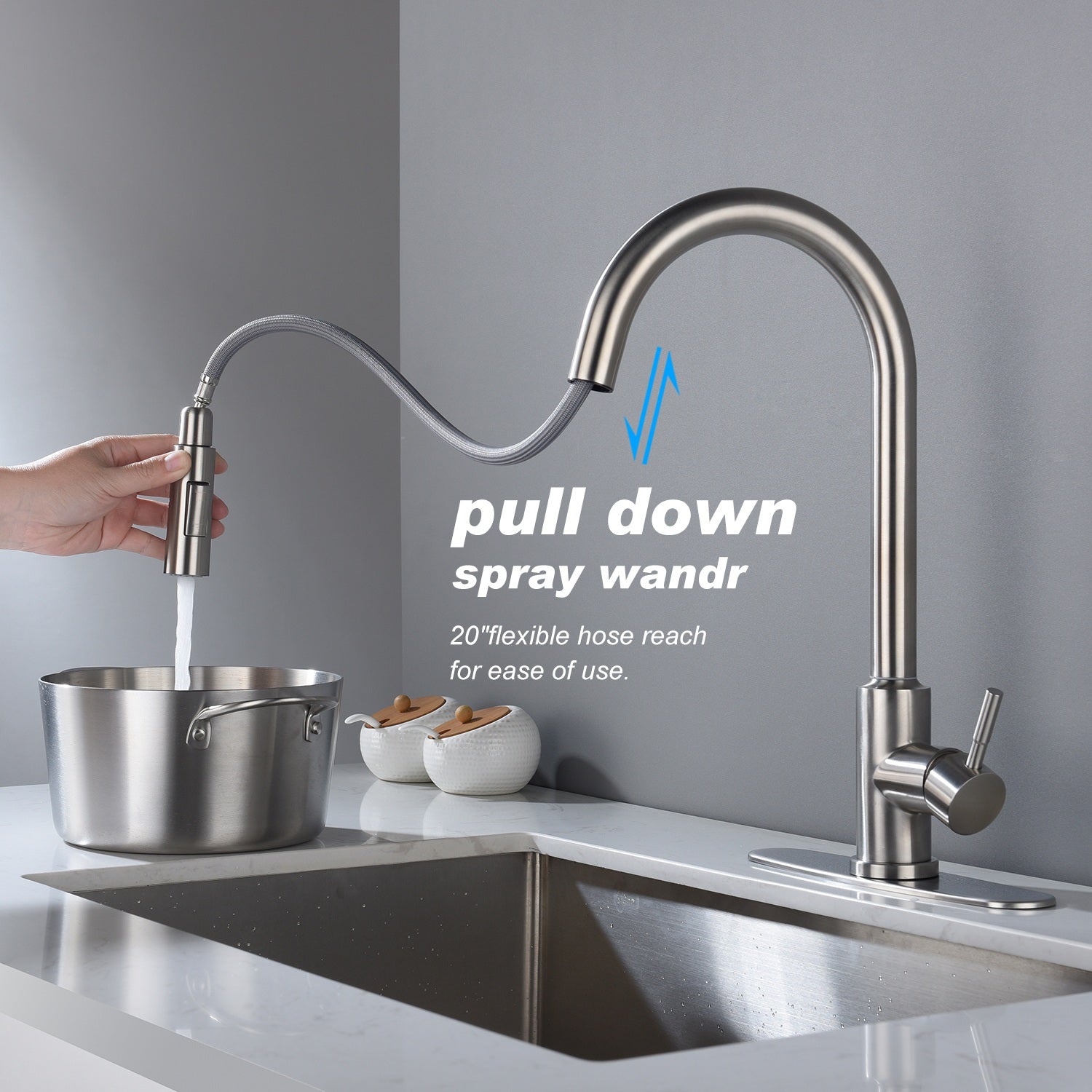 Touch Kitchen Faucet With Pull Down Sprayer Brushed Nickel