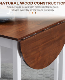 55" Wood Kitchen Table, Drop Leaf Tables for Small Spaces, Brown