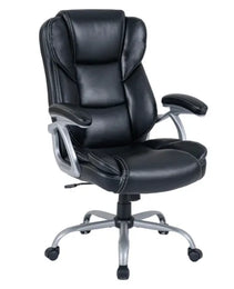 Ergonomic Executive Office Chair With Contoured Backrest, Adjustable Height & Recline For Home Office-Black