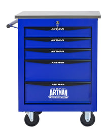 5 Drawers Multifunctional Tool Cart With Wheels,Metal Rolling Tool Cart Storage For Garage Workshop Warehouse Repair Shop--With Stainless Steel Roof- BLACK&BLUE