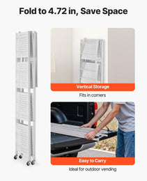 5-Tier Foldable Storage Shelf, 28 W X 15D X 64H Inch Folding Metal Rack Shelving Unit, No Assembly Organizer Shelf With 5 Wheels & 4 Hooks For Pantry, Kitchen, Garage, Basement, White