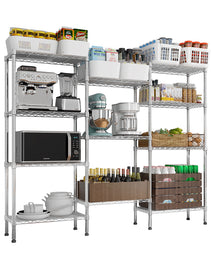 62.9''W Adjustable Storage Shelves NSF Wire Shelving Unit Multiple Rows Shelving For Storage Rack Shelves For Storage Heavy Duty Garage Shelf Pantry Shelves Kitchen Shelving,