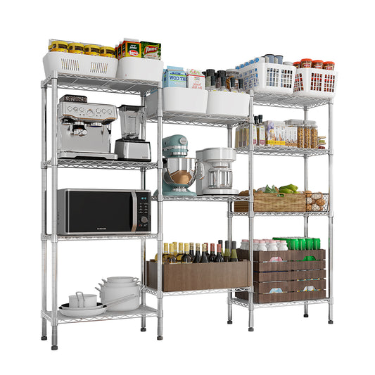 62.9''W Adjustable Storage Shelves NSF Wire Shelving Unit Multiple Rows Shelving For Storage Rack Shelves For Storage Heavy Duty Garage Shelf Pantry Shelves Kitchen Shelving,